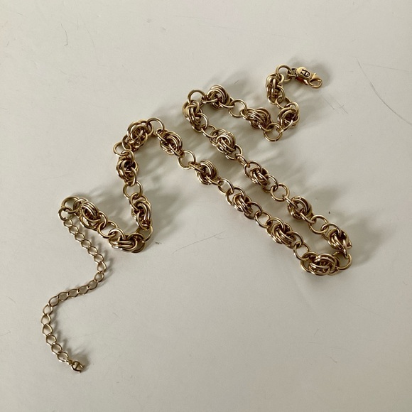 Etienne Aigner Gold Tone Choker Necklace Double Round Links Vintage EUC - Picture 5 of 8